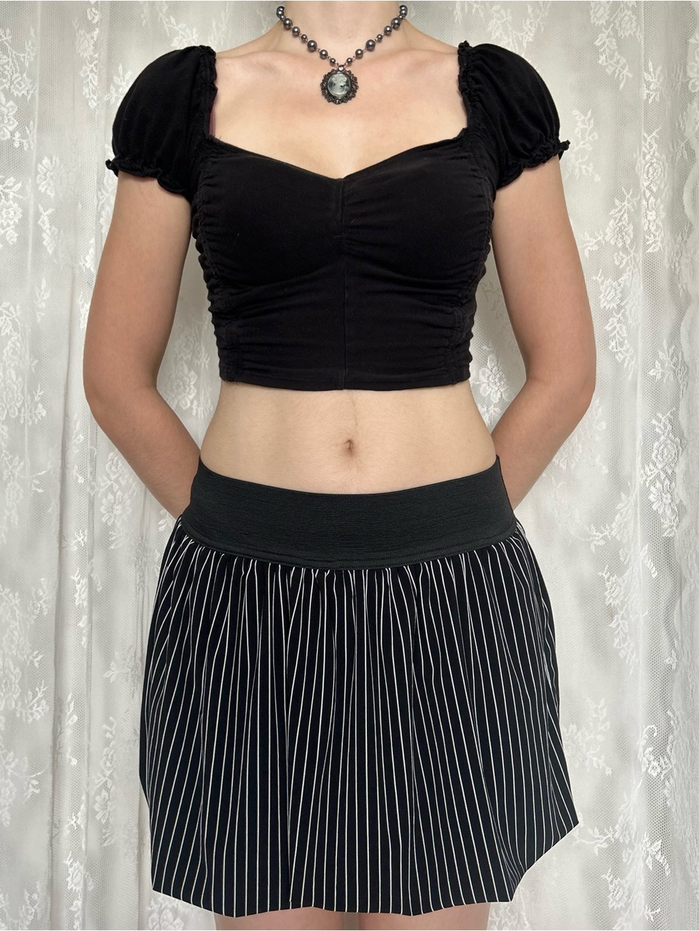 2000s Grunge Goth Black & White Skirt